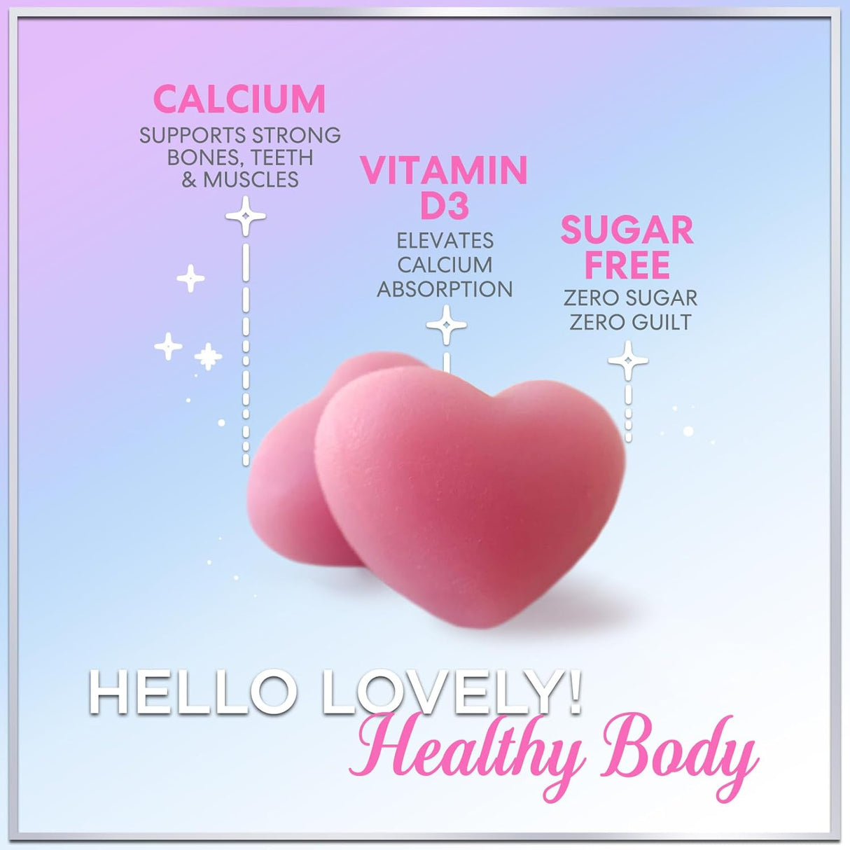 Premium Calcium Gummies - Sugar-Free + Vitamin D3, Bone Health & Immune Support, Supports Teeth & Bone Strength - Chewable Calcium Gummy Nutrition Supplement, Non-GMO, Berry Flavor Chews