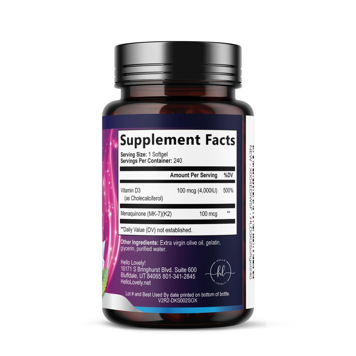 Vitamin D3 5,000 IU + K2 100 mcg – 240 Count