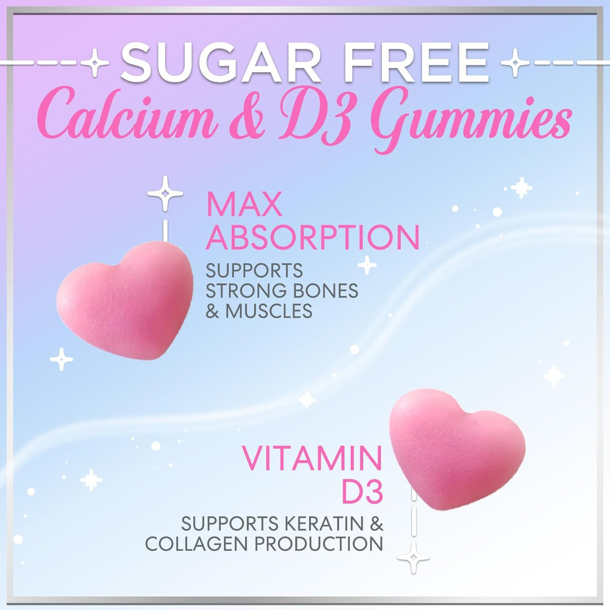 Premium Calcium Gummies - Sugar-Free + Vitamin D3, Bone Health & Immune Support, Supports Teeth & Bone Strength - Chewable Calcium Gummy Nutrition Supplement, Non-GMO, Berry Flavor Chews