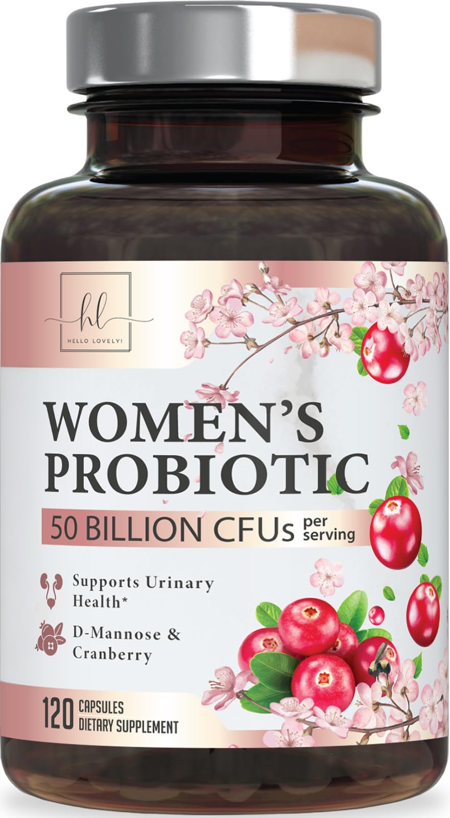 Probiotics for Women with Prebiotics - Womens Probiotic for Digestive, Vaginal, Urinary & Immune Health Support, 90 Billion CFU & 16 Diverse Strains, Cranberry & D-Mannose, Non-GMO - 120 Count