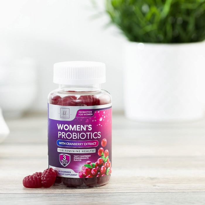 Womens Probiotic CFU Guaranteed with Cranberry, Vegan Strains, Probiotics for Women Supports Digestive, Immune, & Vaginal Health, Lovely Shelf Stable Gummy Supplement, No Soy Gluten