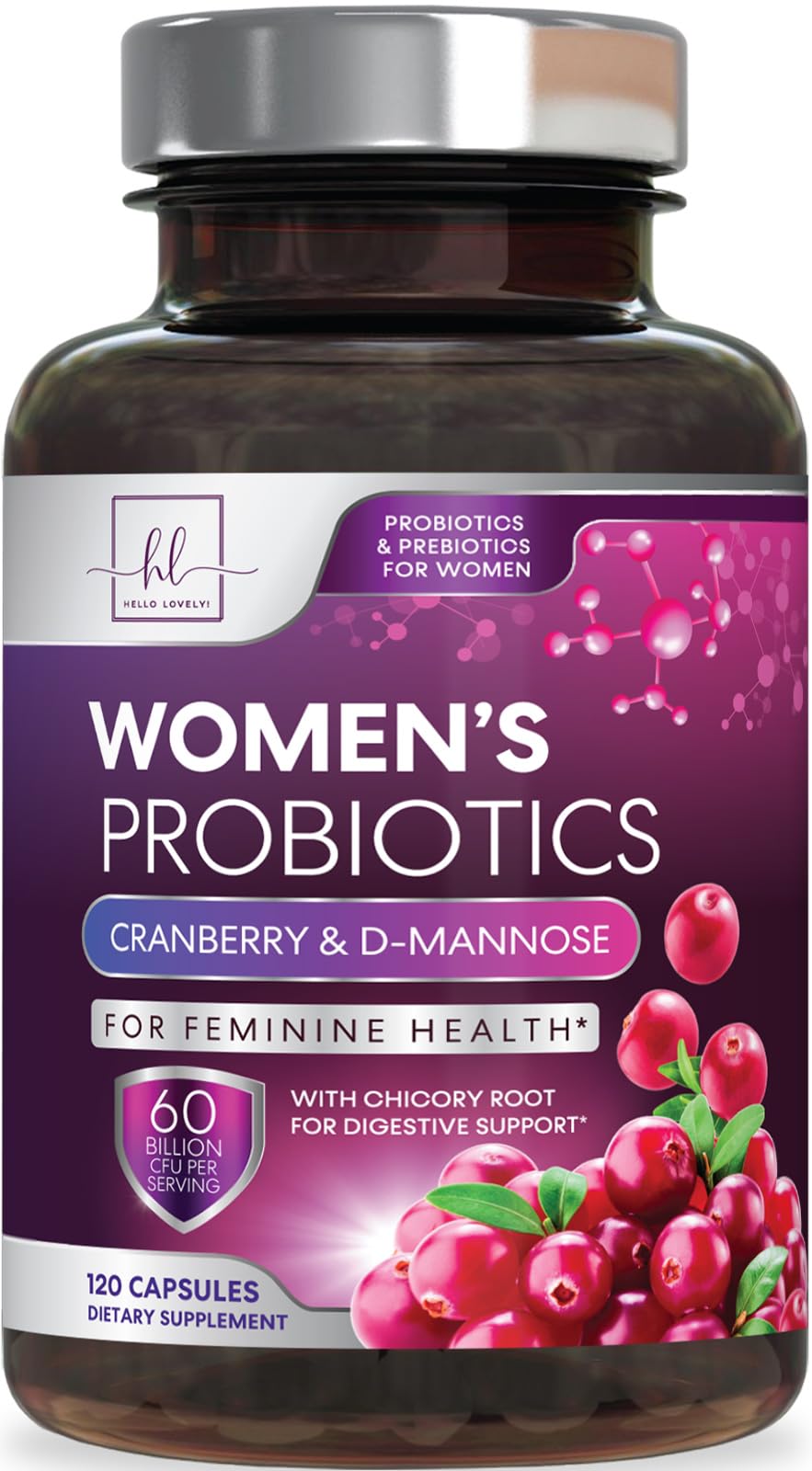 Womens Probiotic, Probiotics for Women 50 Billion CFU, Multi Strains to Support Immune, Digestive with Cranberry for Feminine Vaginal and Urinary Health, Shelf Stable, No Soy Gluten Dairy - 120 Count
