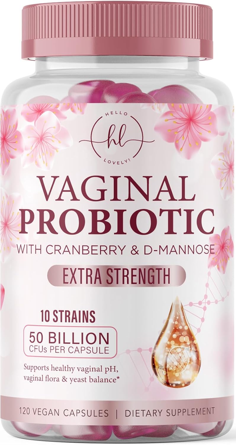 Vaginal Probiotic for Women - Vaginal PH Flora Feminine Health Balance Support - 50 Billion CFU Per Capsule, 10 Unique Strains - Womens Probiotics Supplement with Cranberry & D Mannose - 120 Count