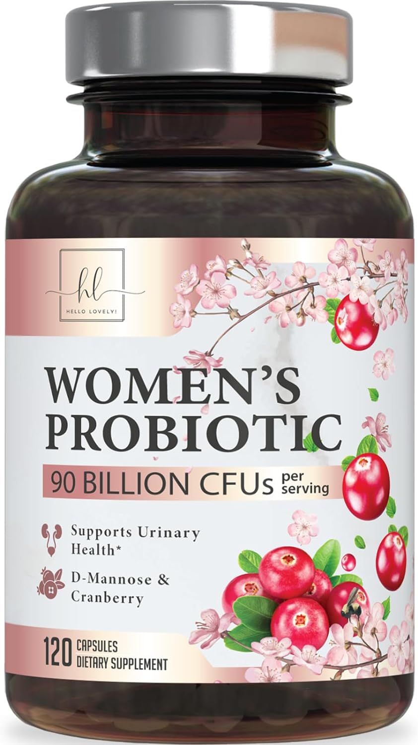 Probiotics for Women with Prebiotics - Womens Probiotic for Digestive, Vaginal, Urinary & Immune Health Support, 90 Billion CFU & 16 Diverse Strains, Cranberry & D-Mannose, Non-GMO - 120 Count