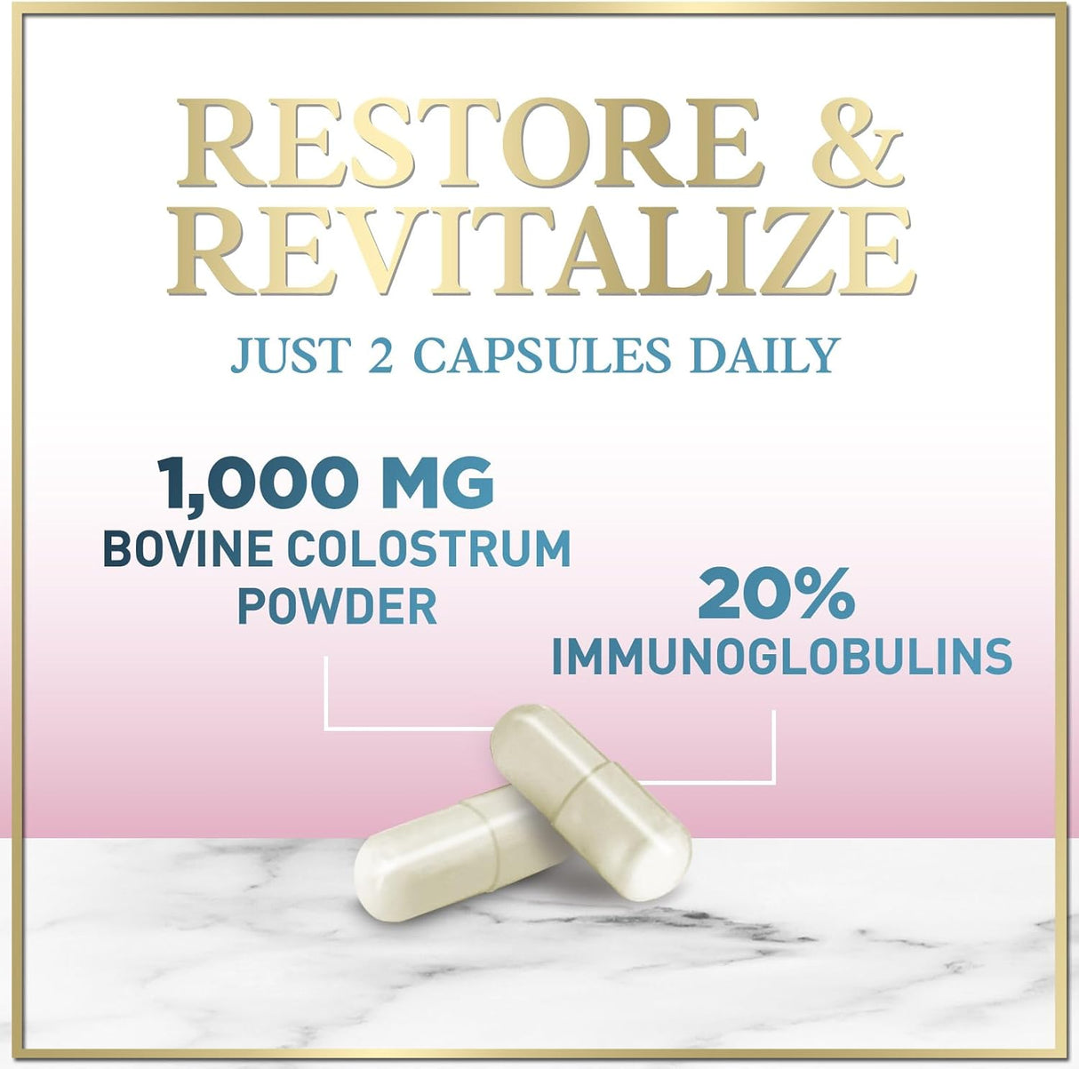 Colostrum for Women 1000mg 20% Immunoglobulins - Gut Health, Immune Support, Muscle, Skin & Hair Growth, Bottled in USA, Bovine Colostrum Powder, Colostrum Supplement for Women & Men - 120 Count