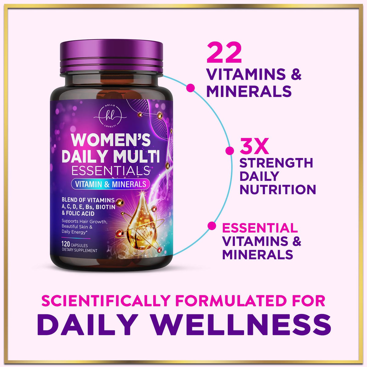 3X Strength Women’s Multivitamin with Iron + Biotin – 120 Capsules
