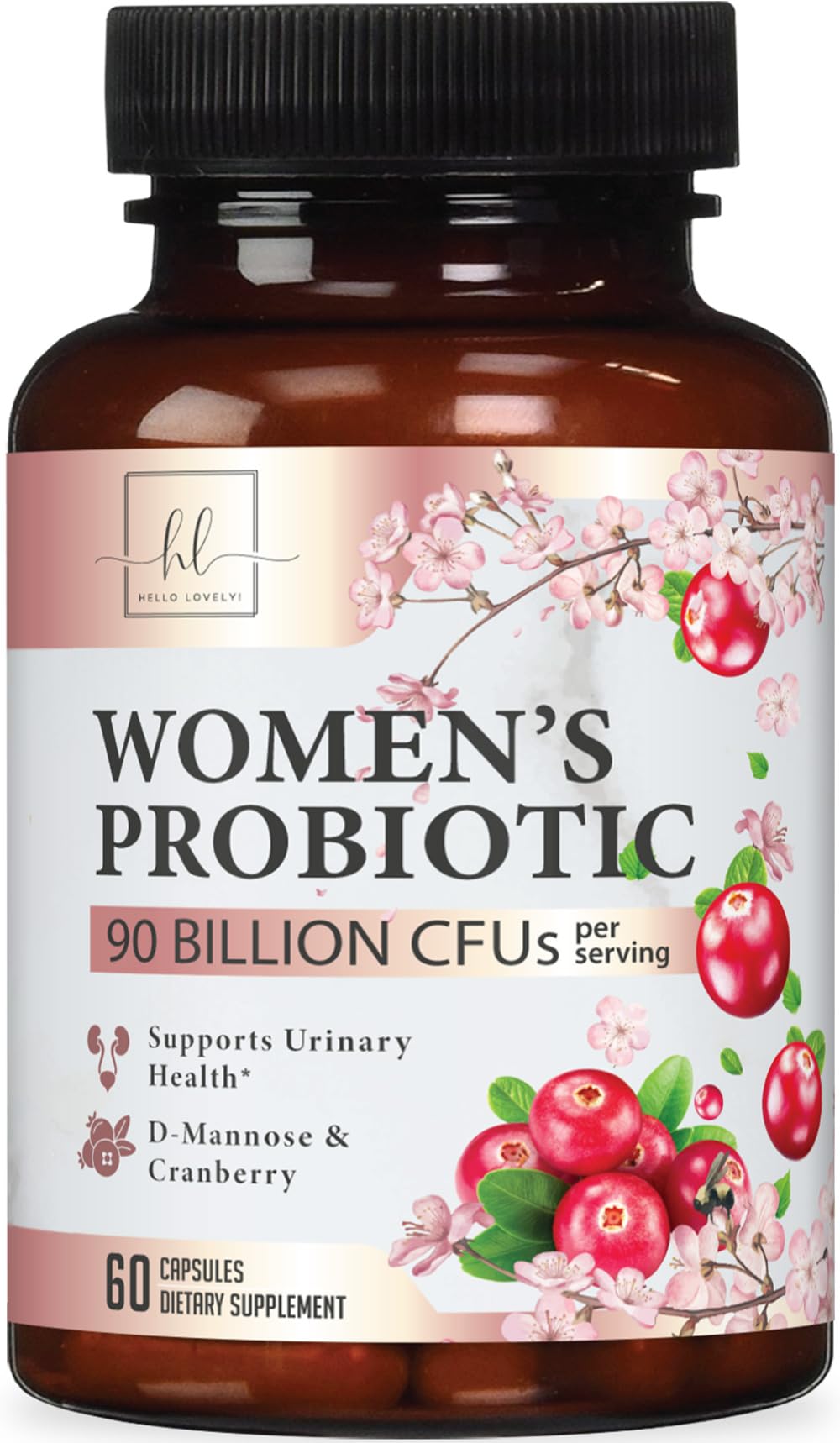 Probiotics for Women Supplement with Cranberry - 16 Premium Strains for PH Balance, Digestive Health, Vaginal & Immune Support, 90 Billion CFU, Women's Probiotic, UT, & Feminine Health - 60 Capsules