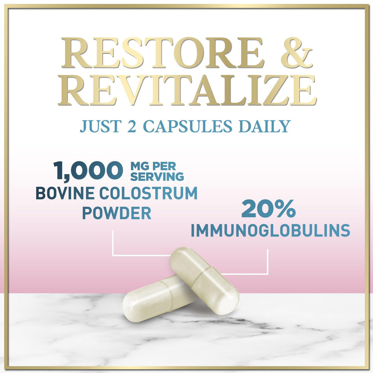 Colostrum, 1,000 mg with 20% Immunoglobulins – 60 Count