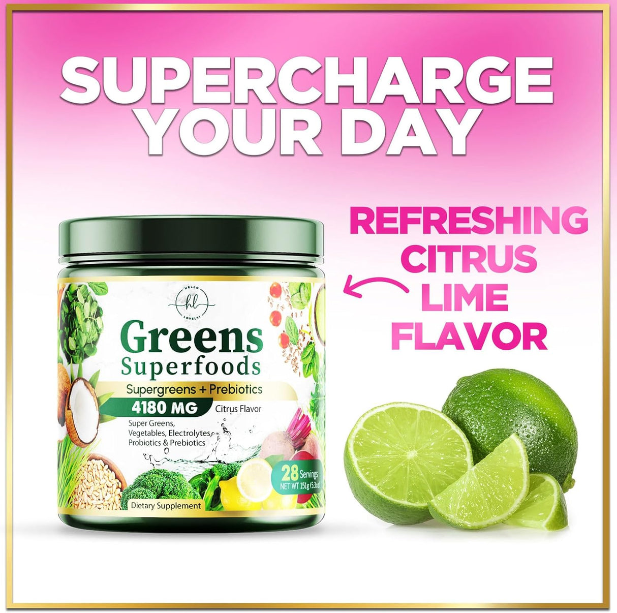 Greens Blend Superfood - Super Greens Powder Smoothie Mix for Energy & Digestive Health Support with Probiotics, Organic Spirulina, Chlorella, Beet Root Powder, Vegan Superfood Powder