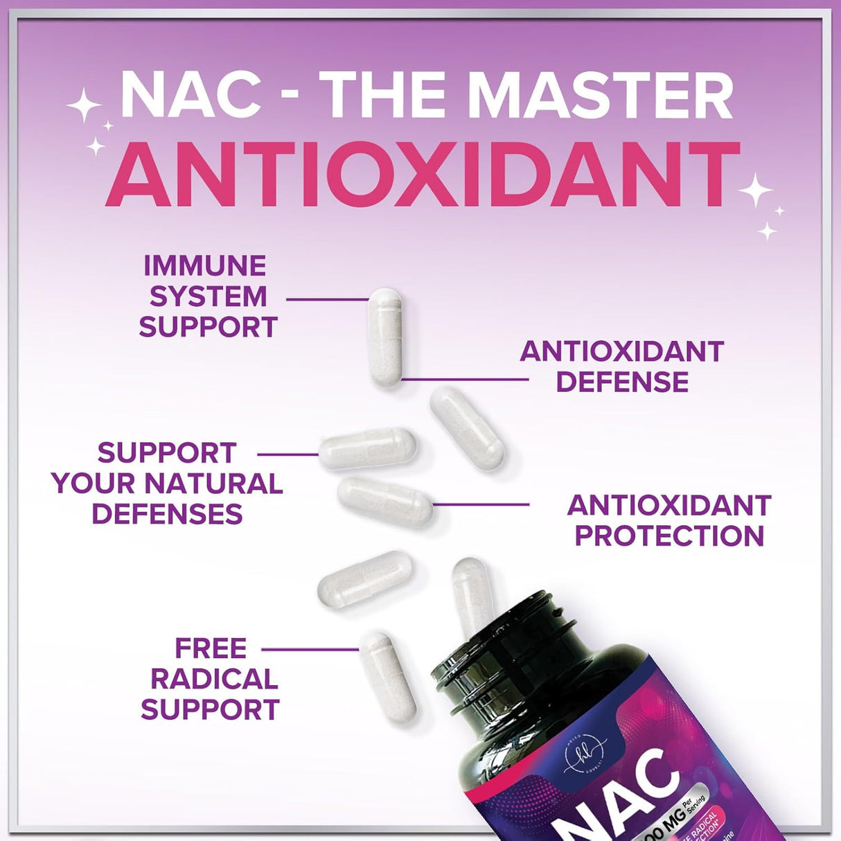 Hello Lovely! NAC Supplement 1200 mg - Liver, Lung Health & Immune Support, N-Aceyl Cysteine NAC Antioxidant & Free Radical Support, Non-GMO & Gluten Free N-Acetylcysteine Supplement - 120 Count
