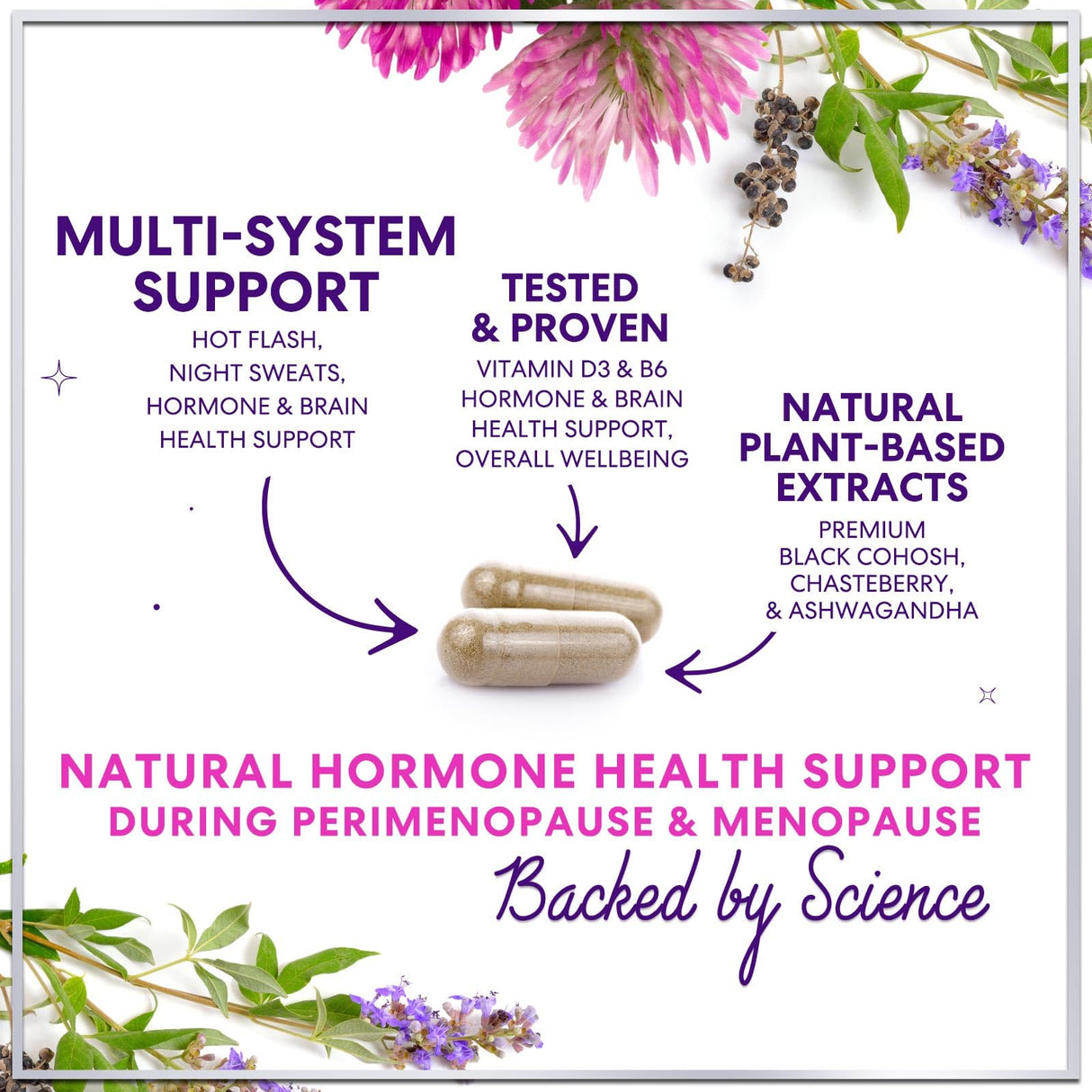 Menopause Supplements Extra Strength Hot Flash Support 1256 mg - Menopause Support for Women - Made in USA - Natural Black Cohosh, Dong Quai and Soy Isoflavones