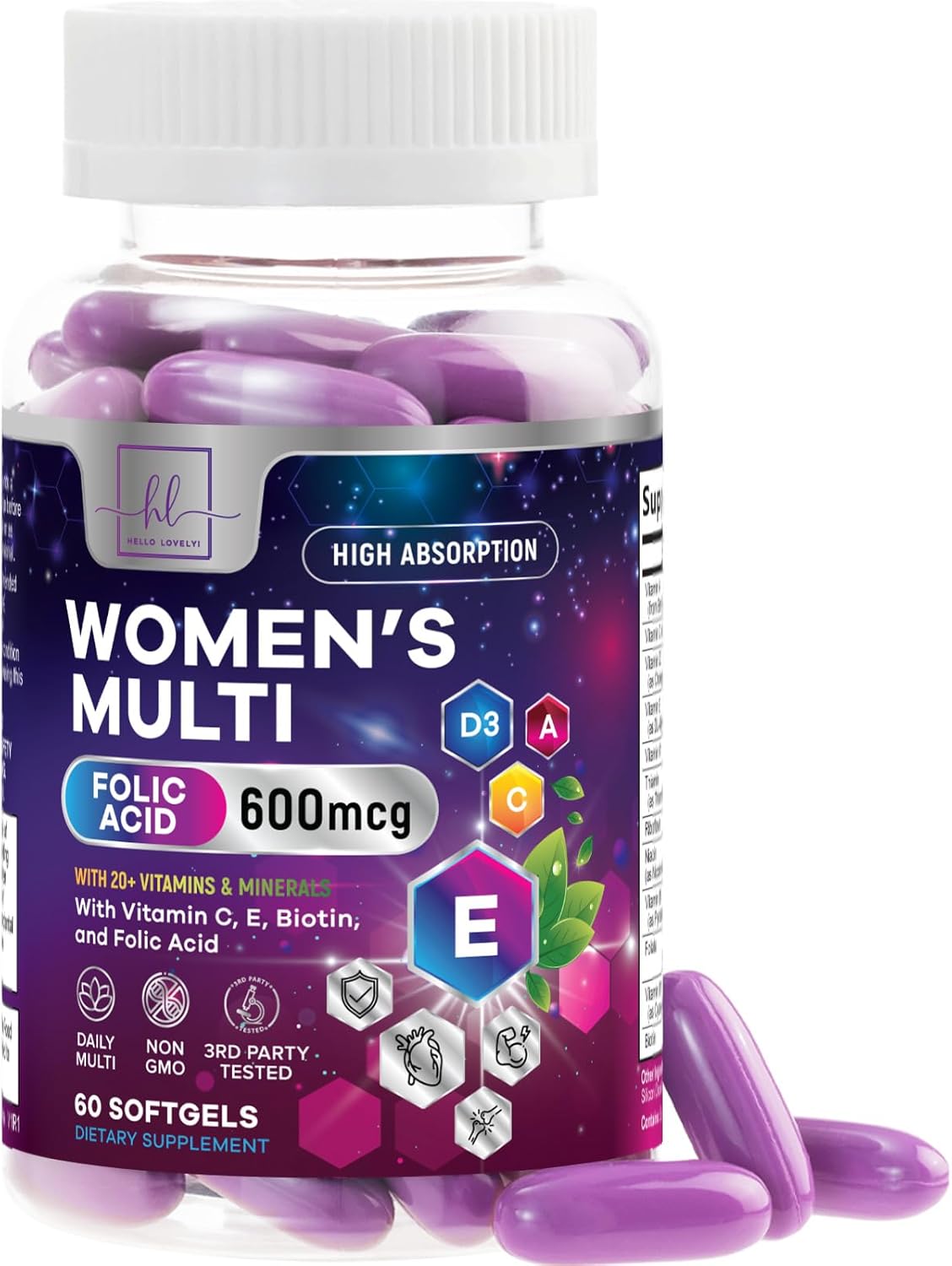 Womens Complete Multivitamin - Once Daily Women's Multi with Vitamin A, B6, B12, C, D, Biotin, Folate, Iron & Zinc, Energy & Immune Health Support, Gluten-Free Multivitamin for Women - 60 Count