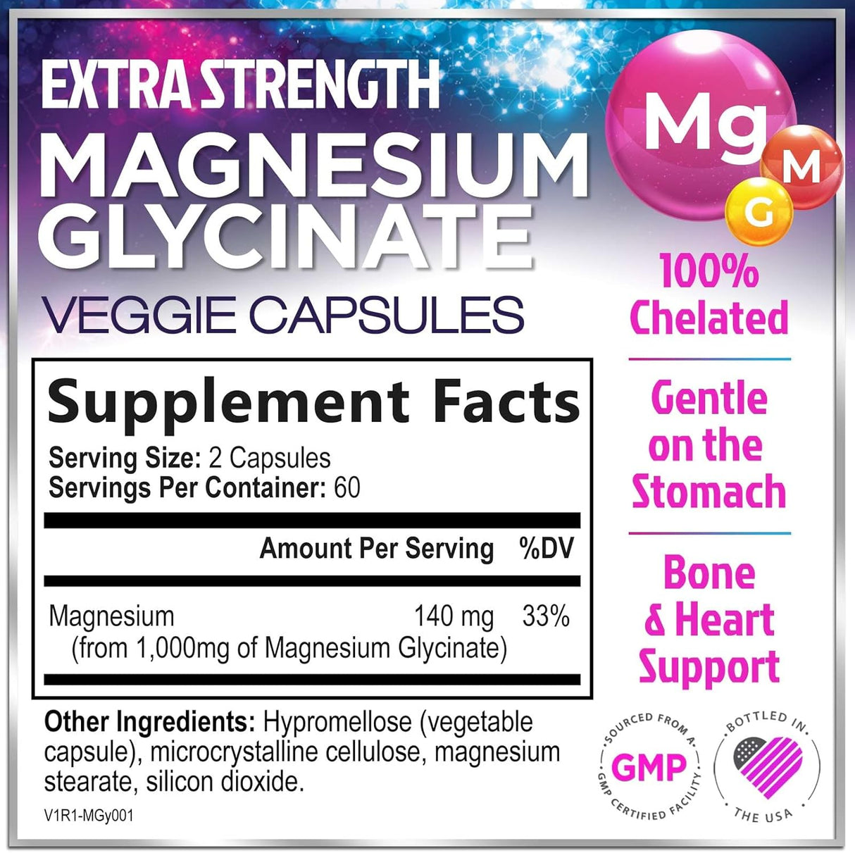 Magnesium Supplement for Women & Men - 140mg Total Magnesium from 1000mg Magnesium Glycinate to Support Muscle, Nerve, Bone & Heart Health - Natural, Vegan, High Absorption & Chelated - 120 Count