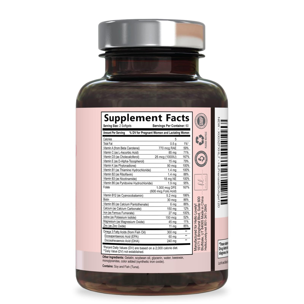Prenatal Multivitamin with Folic Acid, DHA + Iron – 120 Count
