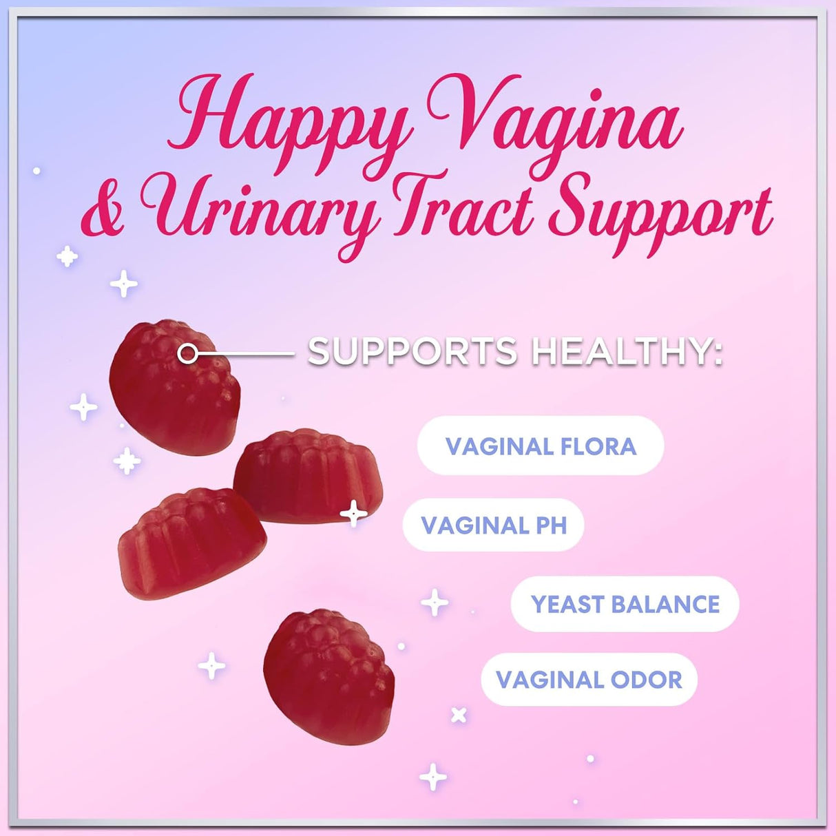 Womens Probiotic CFU Guaranteed with Cranberry, Vegan Strains, Probiotics for Women Supports Digestive, Immune, & Vaginal Health, Lovely Shelf Stable Gummy Supplement, No Soy Gluten - 120 Count