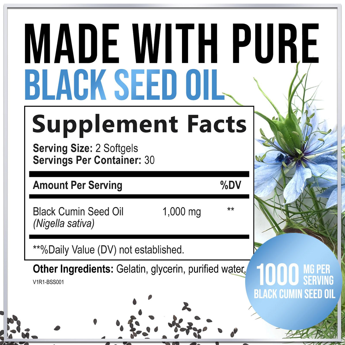 Black Seed Oil, 1,000 mg – 60 Count