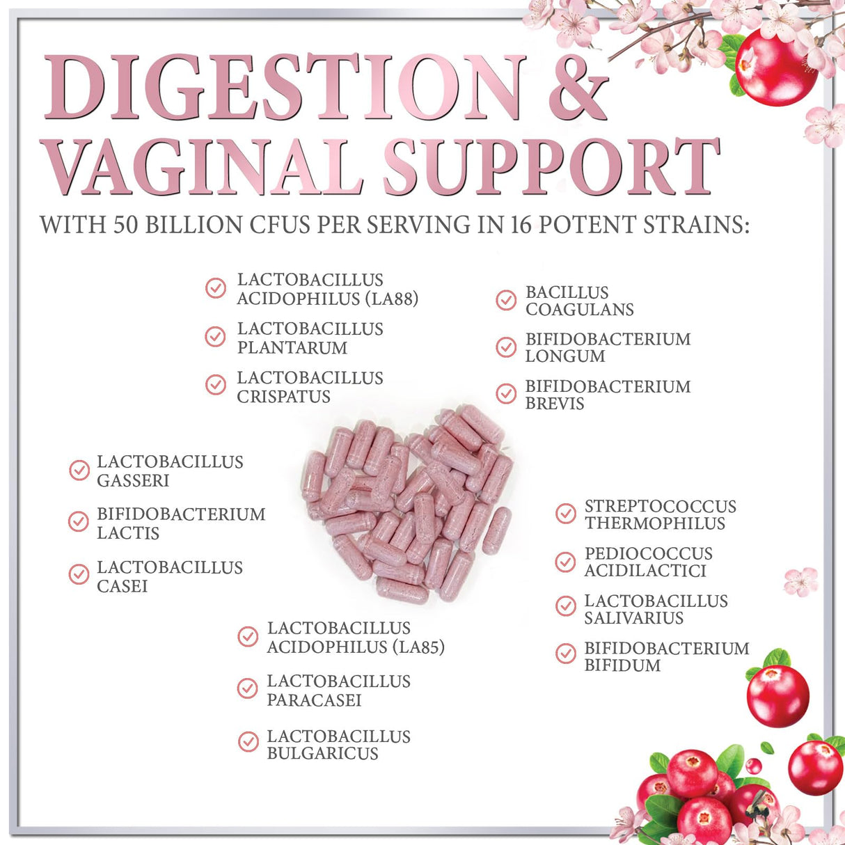 Probiotics for Women with Prebiotics - Womens Probiotic for Digestive, Vaginal, Urinary & Immune Health Support, 90 Billion CFU & 16 Diverse Strains, Cranberry & D-Mannose, Non-GMO - 120 Count