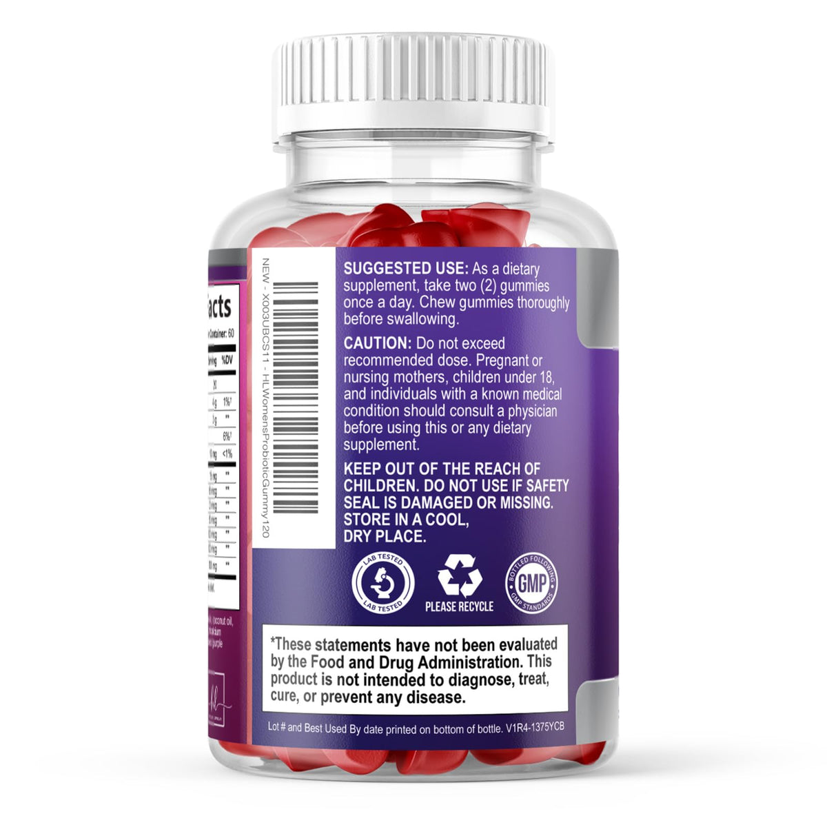 Women’s Probiotic Gummies with Cranberry – 120 Count