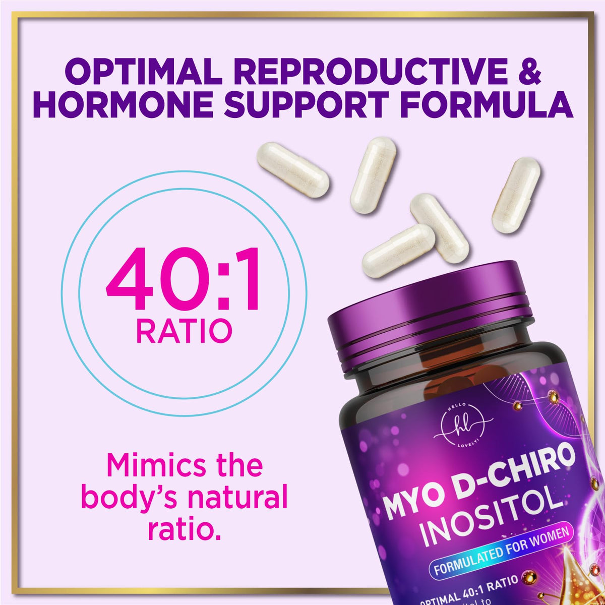 Myo-Inositol + D-Chiro Inositol 2000mg - 40:1 Ratio - 60 Capsules