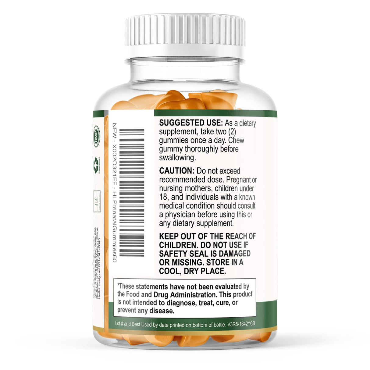 Prenatal Multivitamin Gummy w/ Folic Acid + DHA, Prenatal Vitamins with Omega 3, Vitamins B6, B12, C, D3 & Folate for Pregnancy Support, Prenatal Gummies for Women, Non-GMO Gluten Free - 60 Count