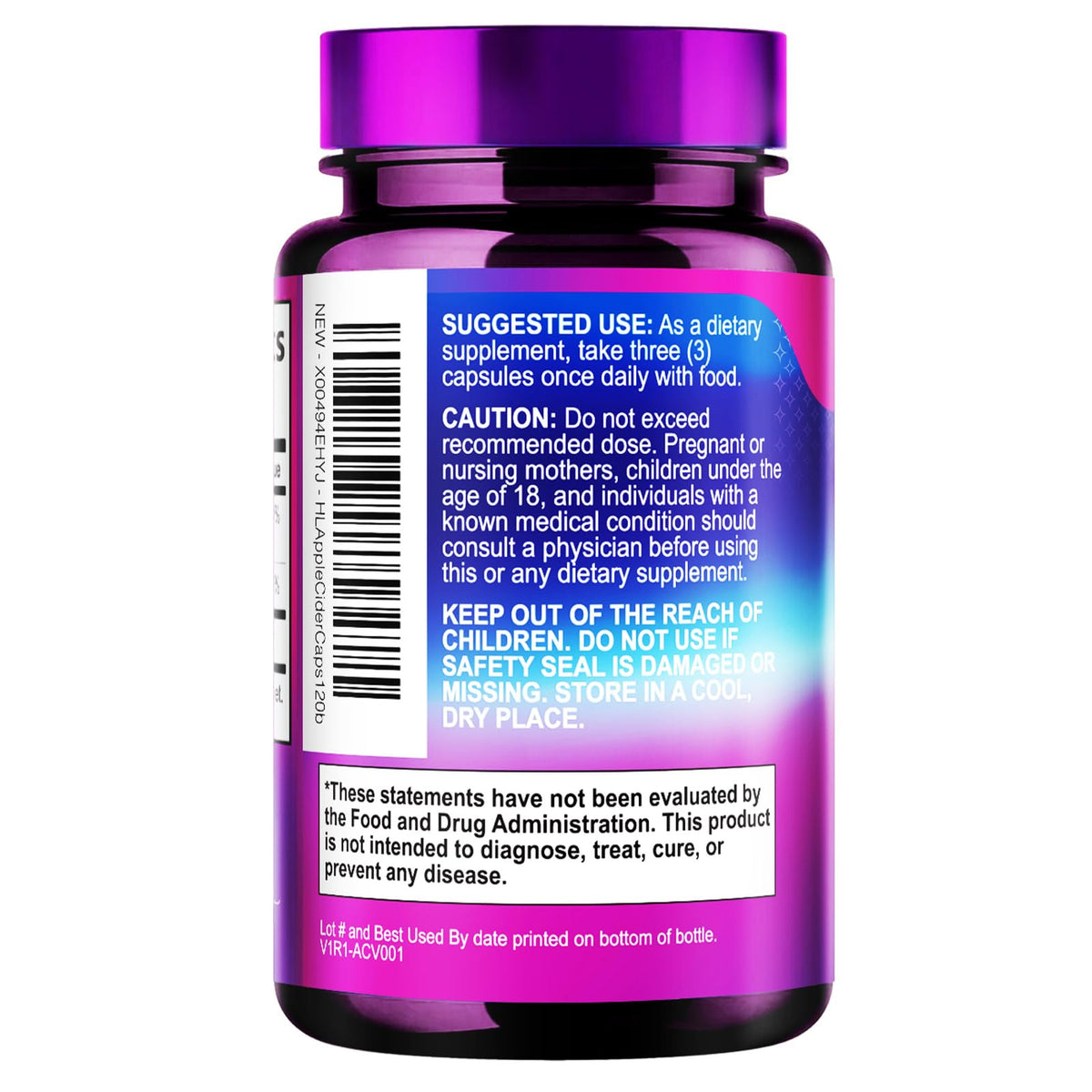 Apple Cider Vinegar Capsules with Vitamin D3 + Zinc – 120 Count