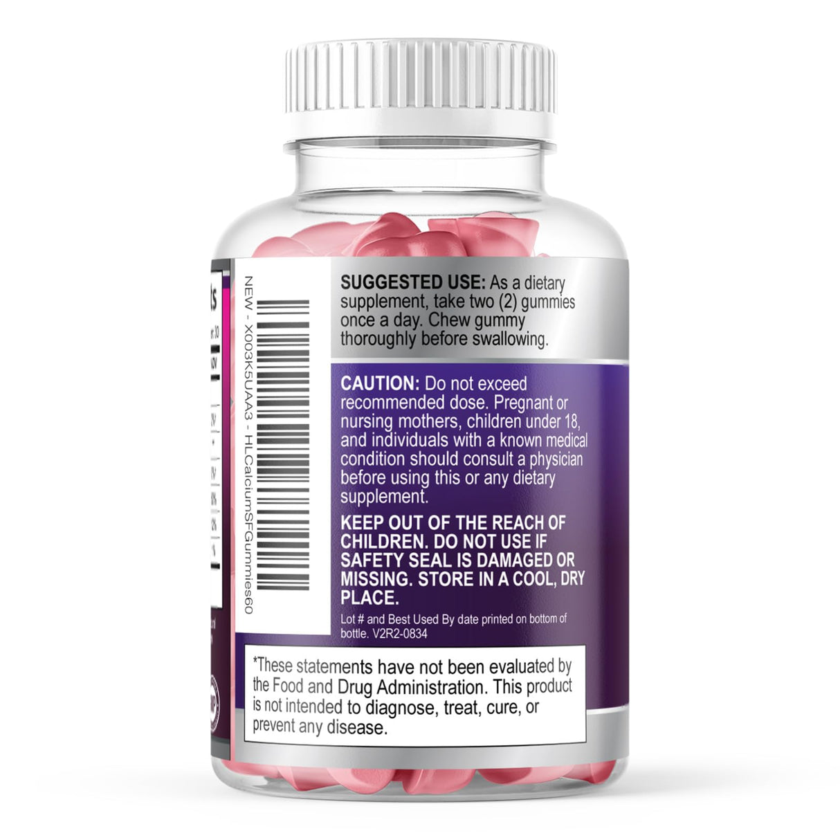Sugar-Free Calcium Gummies with Vitamin D3, Berry