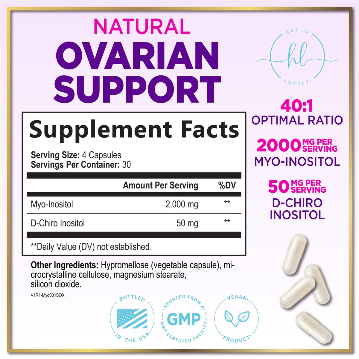 Myo-Inositol + D-Chiro Inositol 2000mg - 40:1 Ratio - 120 Capsules