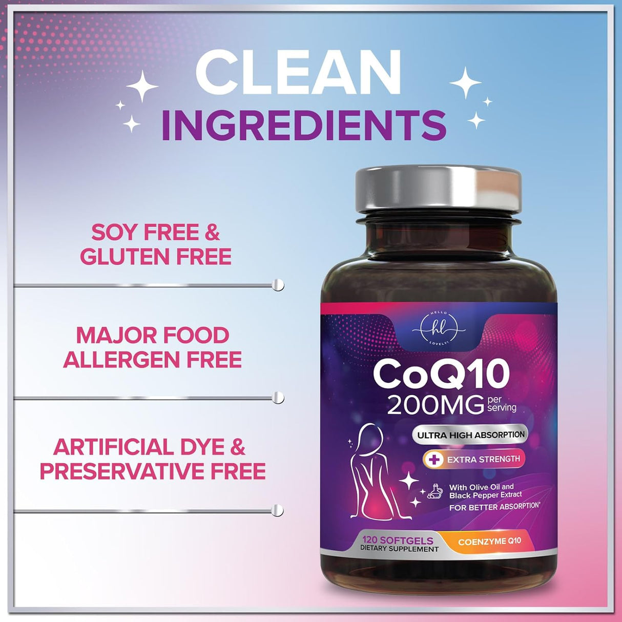 CoQ10 200mg Softgels - Ultra High Absorption, Antioxidant for Heart Health & Energy Production Support - Coenzyme Q10 Co Q 10 Vitamins and Supplements 100mg Each - Non GMO & Gluten Free - 60 Count