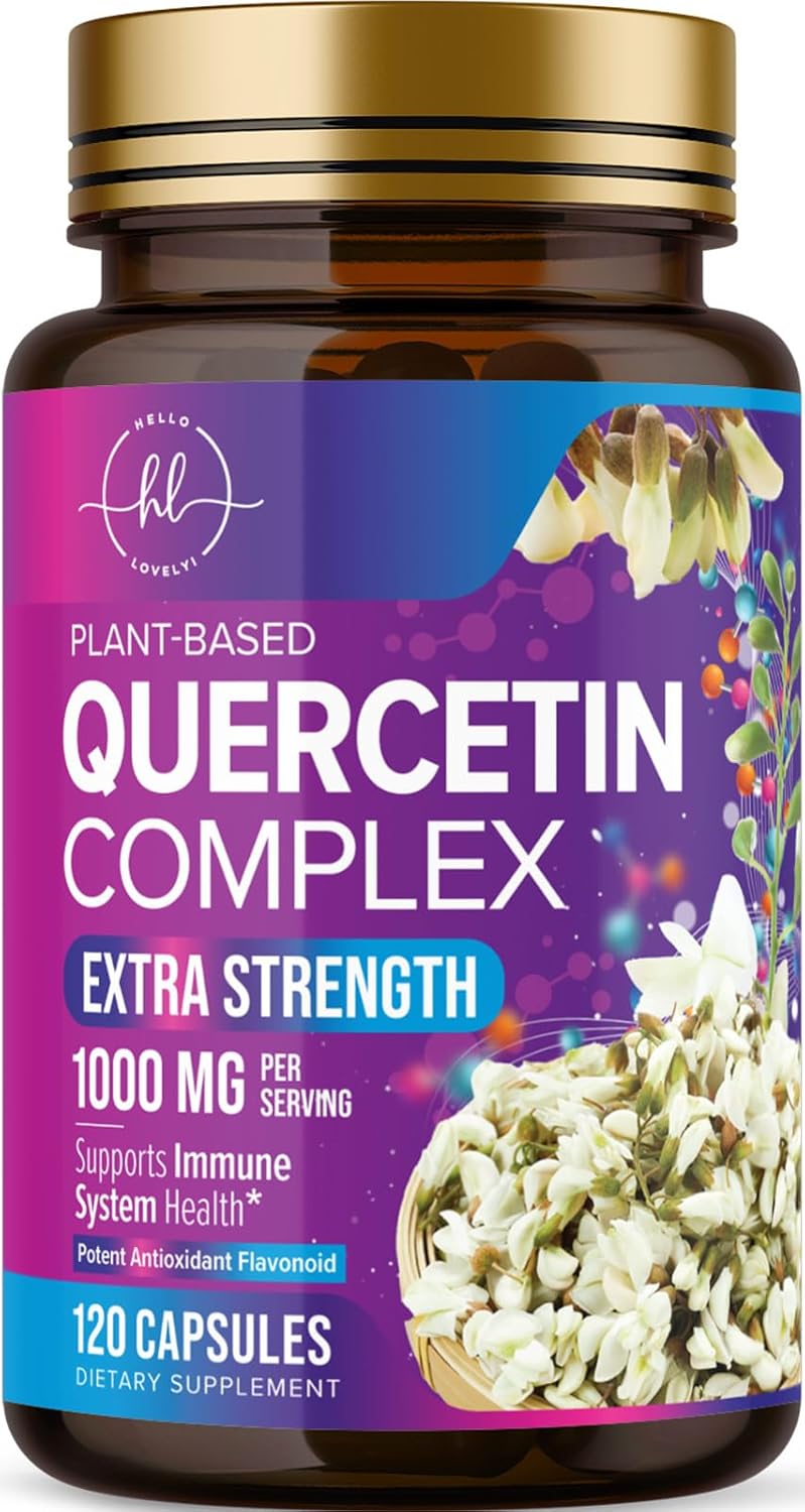 Quercetin Supplement - 500 mg Quercetin Capsules for Heart Health & Immune Support, Extra Strength Quercetin 1000mg Serving, Antioxidant & Respiratory Health, Gluten Free, Non-GMO - 120 Count