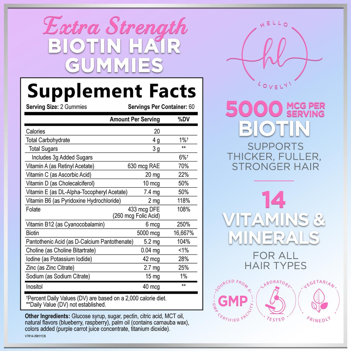 Hair Vitamins Gummies - Biotin 5000 mcg with Vitamin E, C & Zinc, Hair Growth Vitamins for Women & Men - Stronger, Beautiful Hair, Skin & Nails Supplement, Non-GMO & Gluten-Free - 120 Gummy Bears