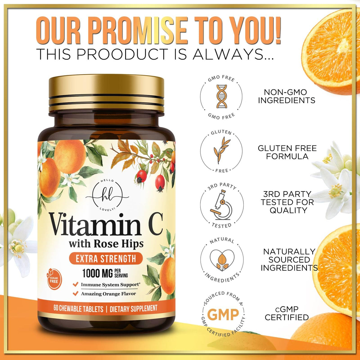 Vitamin C with Rose Hips, 1,000 mg – 60 Count