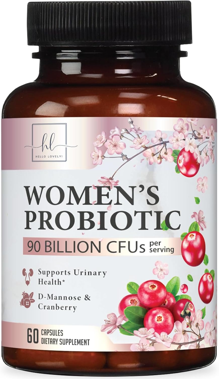 Probiotics for Women with Prebiotics - Womens Probiotic for Digestive, Vaginal, Urinary & Immune Health Support, 90 Billion CFU & 16 Diverse Strains, Cranberry & D-Mannose, Non-GMO - 60 Count