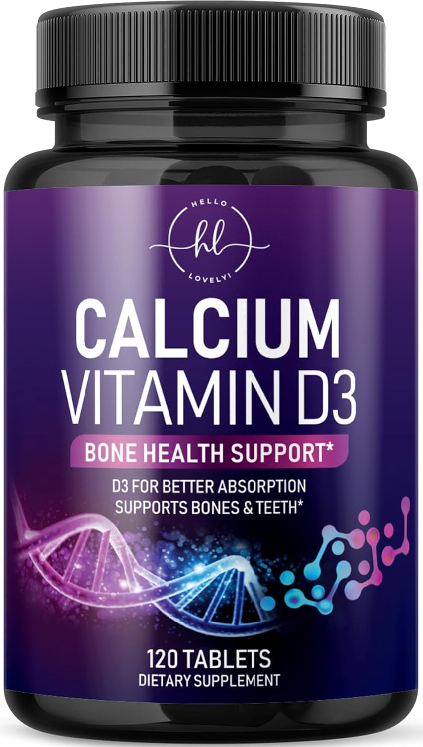 Calcium Supplements for Women 1200 mg Plus 1600 IU Vitamin D3, Bone Health, Teeth & Immune Support - Mineral Supplement with Vitamin D High Absorbable Premium 600 mg Calcium Carbonate - 120 Count