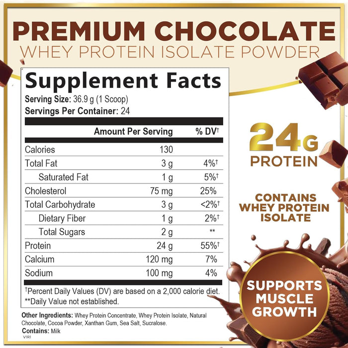 Hello Lovely! Whey Protein Powder, Chocolate Flavored Whey Isolate with 26g Protein for Fitness - Gluten Free, Fast Absorbing, Easy Digesting for Women & Men