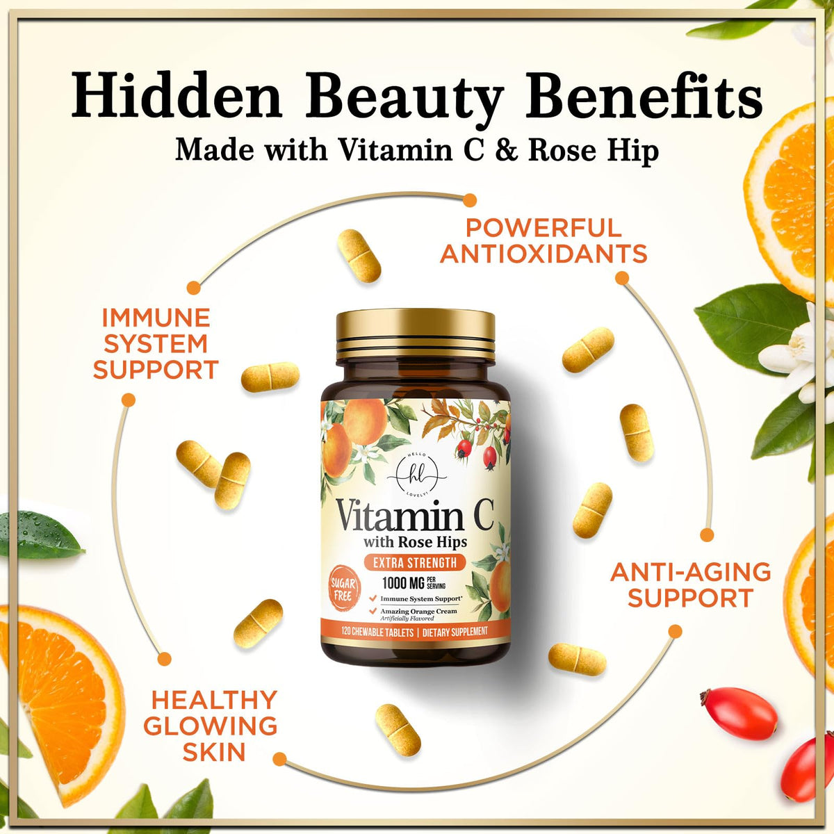 Vitamin C with Rose Hips, 1,000 mg – 120 Count