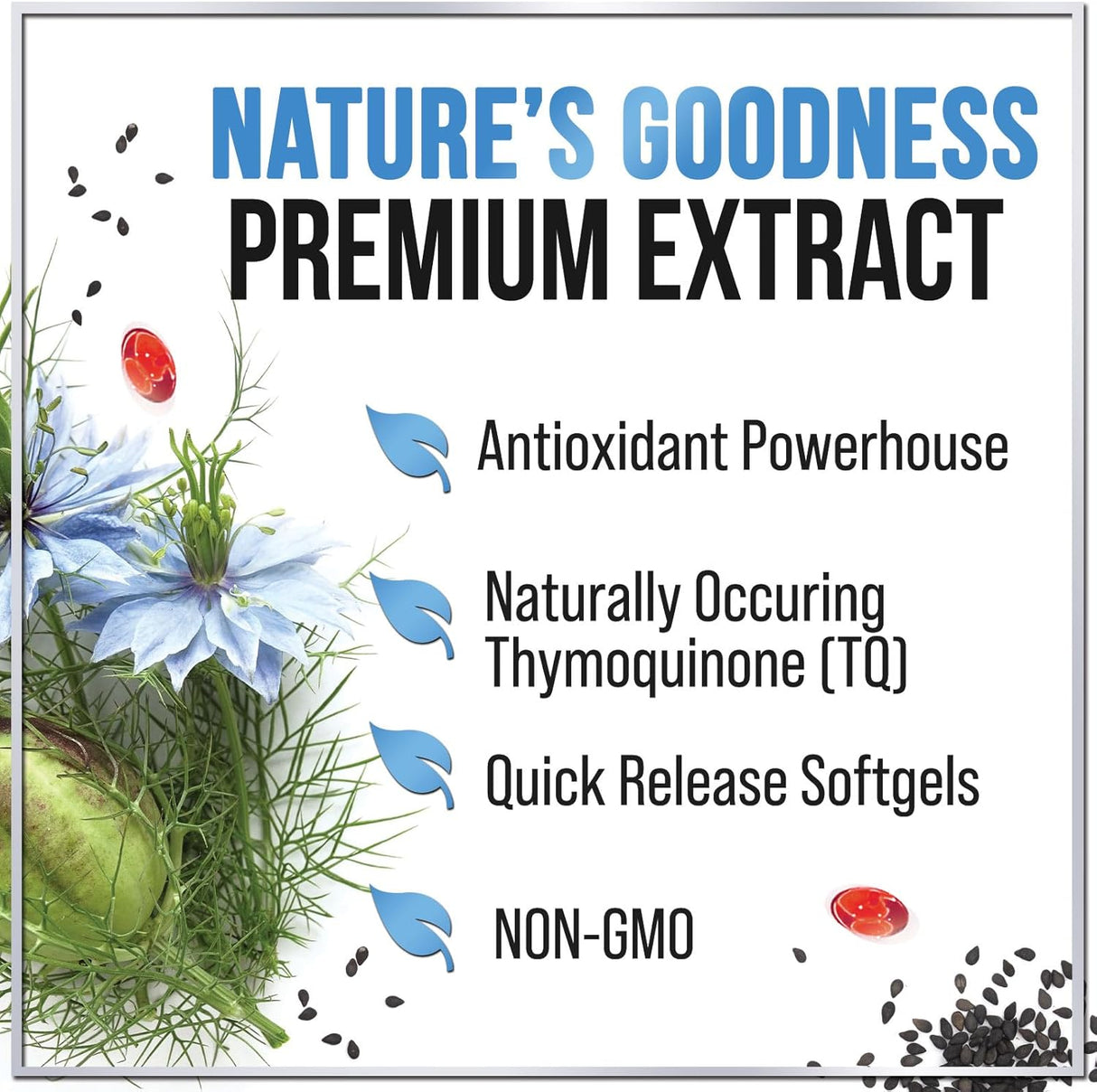 Premium Black Seed Oil Capsules - Extra Strength 1000mg - 100% Blackseed Oil for Immune Support & Skin Health (Non-GMO & Vegan) Pure Cold-Pressed Nigella Sativa Black Cumin Seed Oil - 120 Count