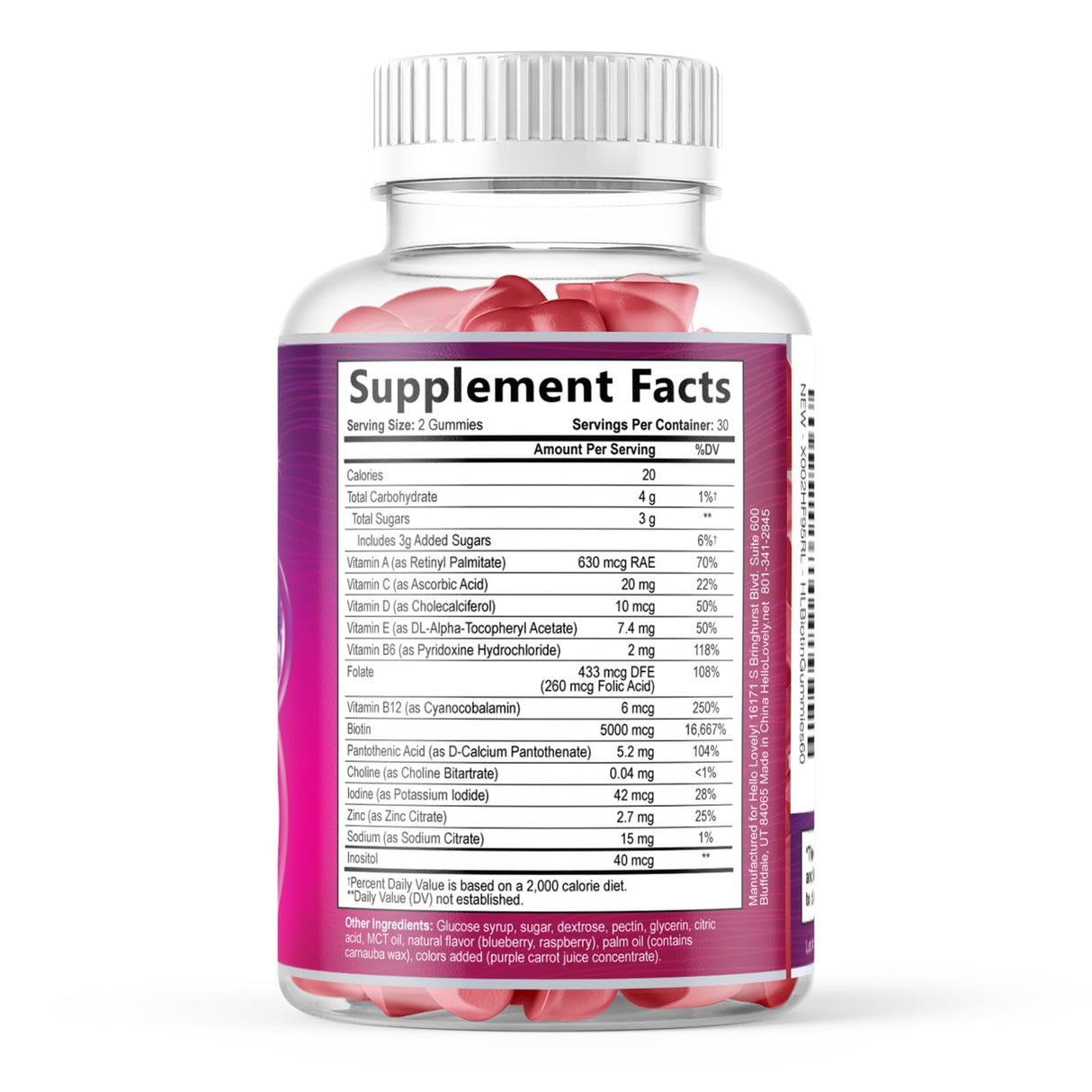 Hair Growth Vitamins Biotin 5000 mcg Supports Women's Thicker Hair, Premium Vegetarian, Non-GMO, Stronger Beautiful Skin & Nails, Lovely Hair Vitamin Supplement - 60 Count