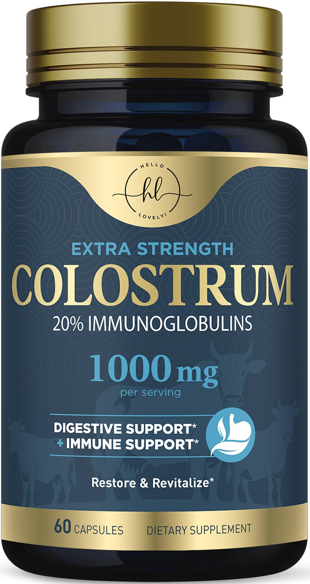 Colostrum, 1,000 mg with 20% Immunoglobulins – 60 Count