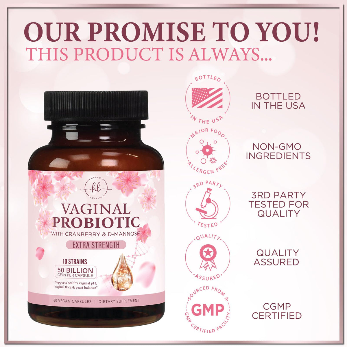 Women’s Vaginal Probiotic, 50 Billion CFU – 60 Count