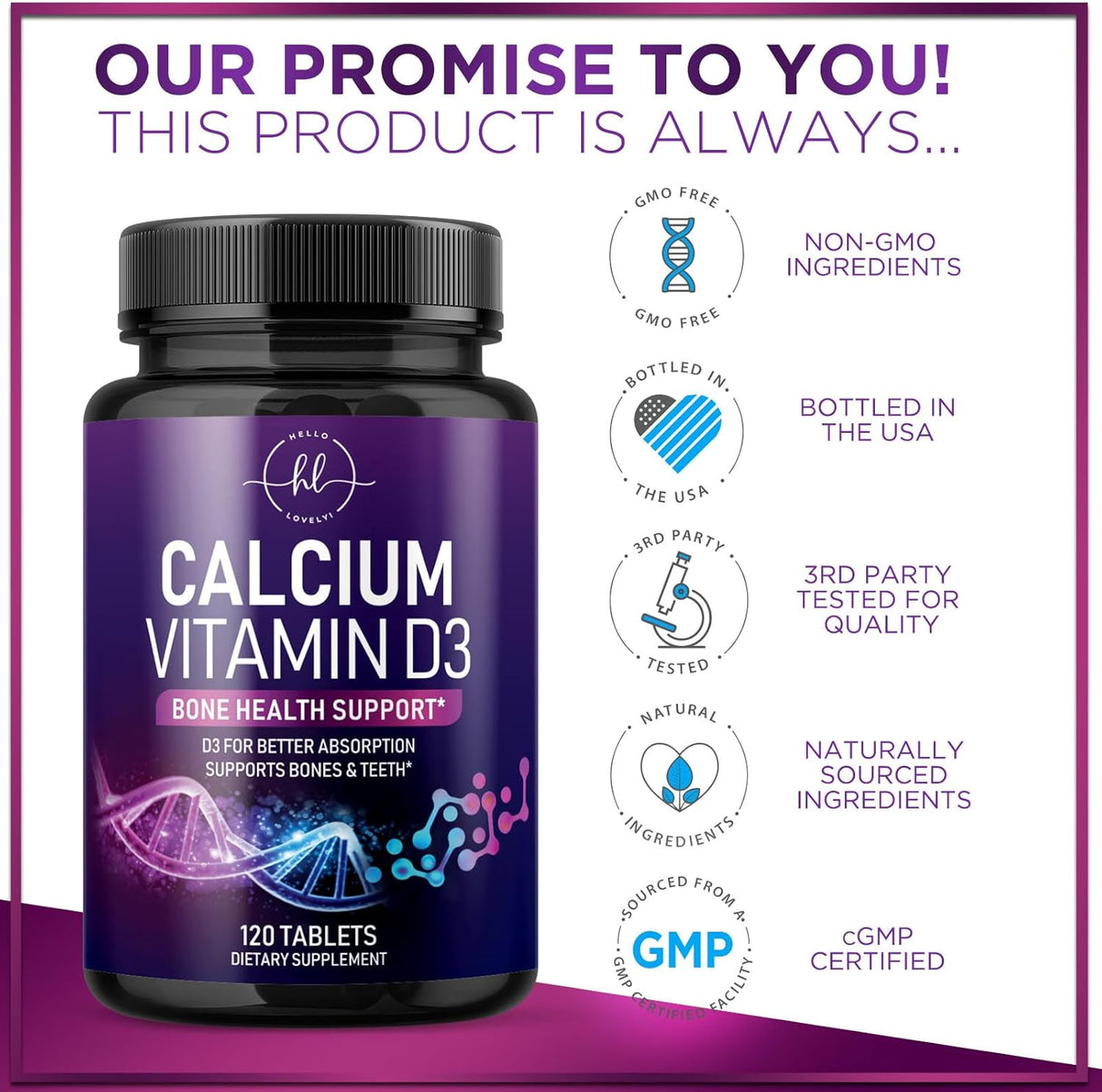 Calcium Supplements for Women 1200 mg Plus 1600 IU Vitamin D3, Bone Health, Teeth & Immune Support - Mineral Supplement with Vitamin D High Absorbable Premium 600 mg Calcium Carbonate - 120 Count