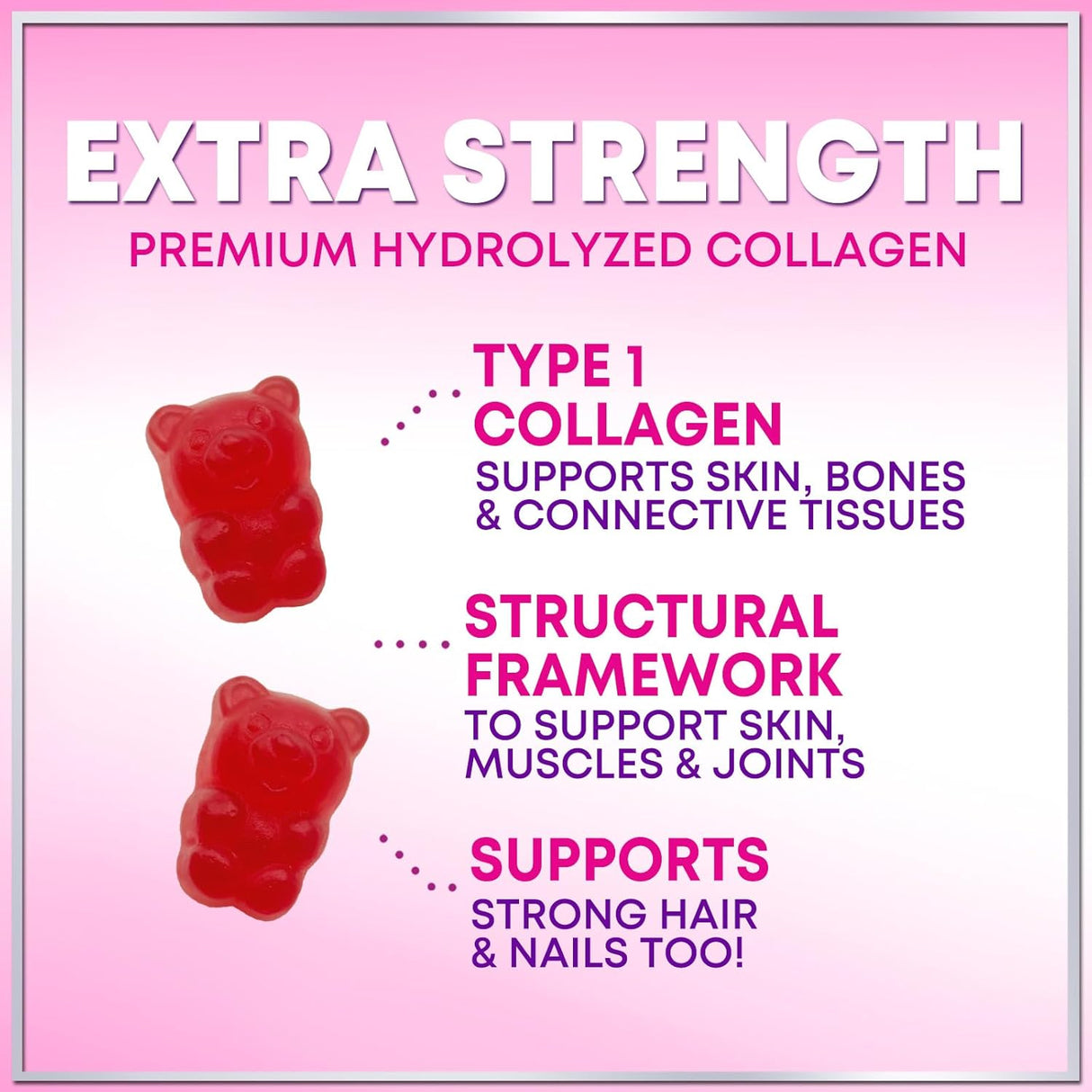 Collagen Gummies - Collagen Peptides Gummies with Biotin Supplement - Healthy Hair, Skin & Nails Support, Gummy Vitamins Hydrolyzed Collagen Vitamin for Women & Men Supplements, Non-GMO - 60 Count