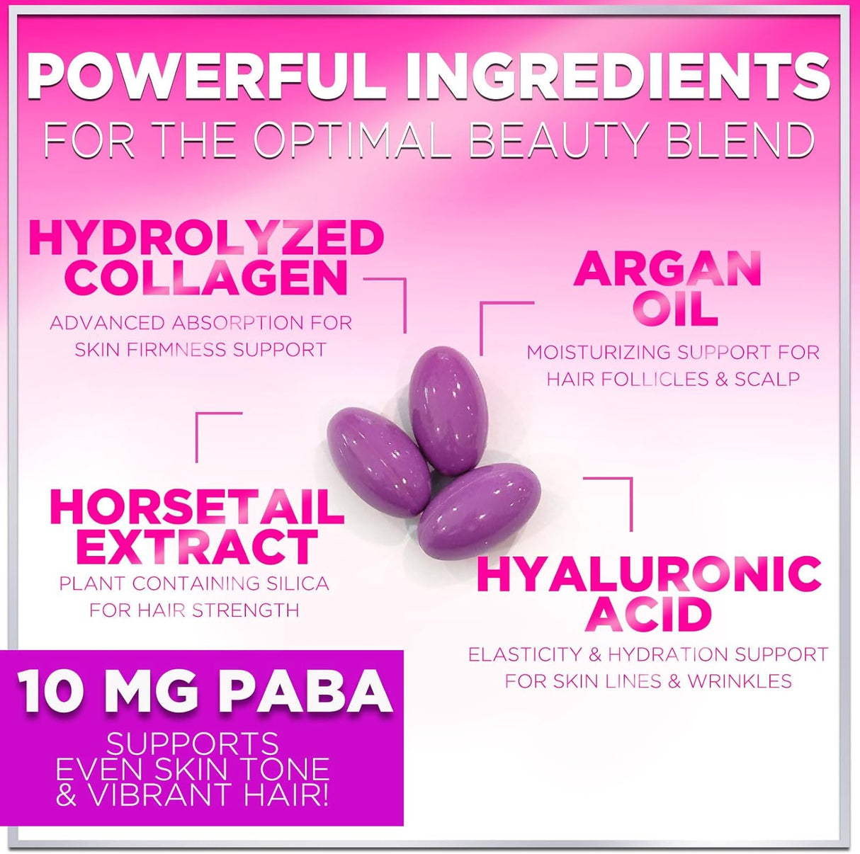 Hair, Skin & Nails Vitamin with Biotin 5000mcg - Hair Vitamins for Women, Keratin & Hair Health, Infused with Argan Oil, Collagen & Hyaluronic Acid, Supports Hair Growth Supplement - 120 Count