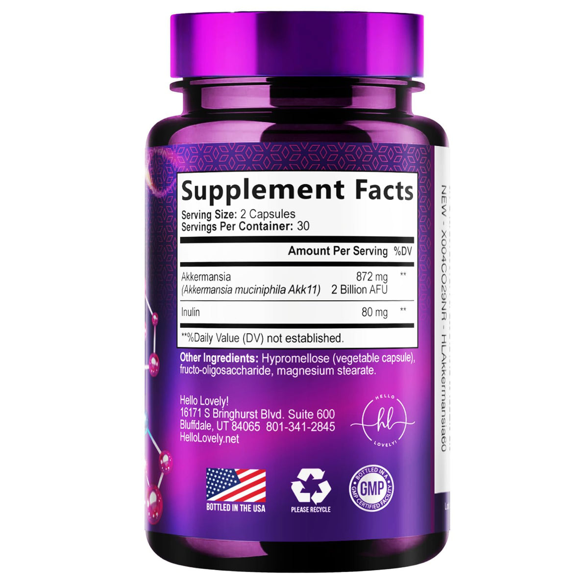 Akkermansia Probiotic + Inulin, 2 Billion AFU – 60 Count