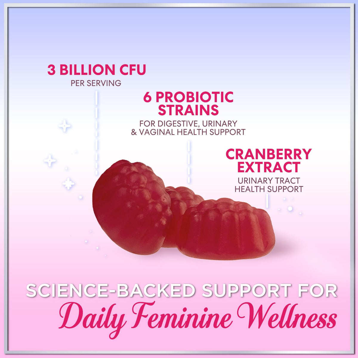 Women’s Probiotic Gummies with Cranberry – 60 Count