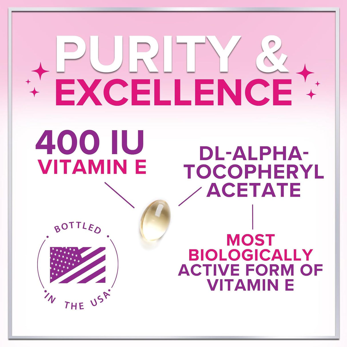 E Vitamin for Women and Men - 180 mg (400 IU) dl-Alpha - Powerful Antioxidant Dietary Supplement - Hair, Skin, & Immune Health Support - Easily Absorbed Form, Non-GMO & Gluten Free - 120 Count