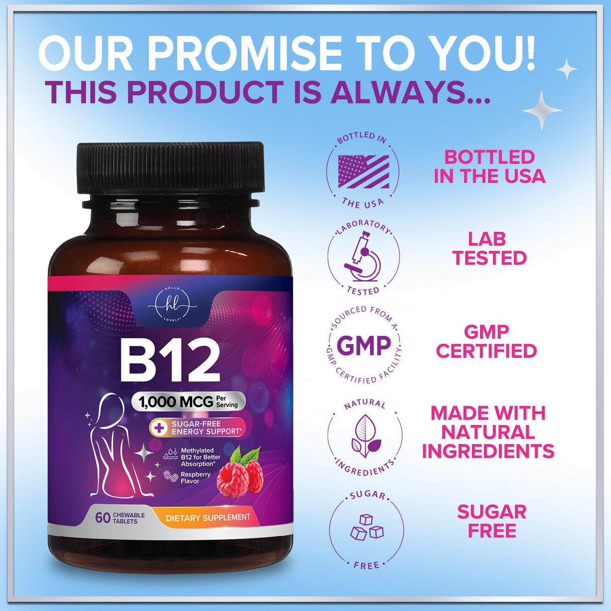 B 12 Vitamin Chewables 1000 mcg – 60 Chewables