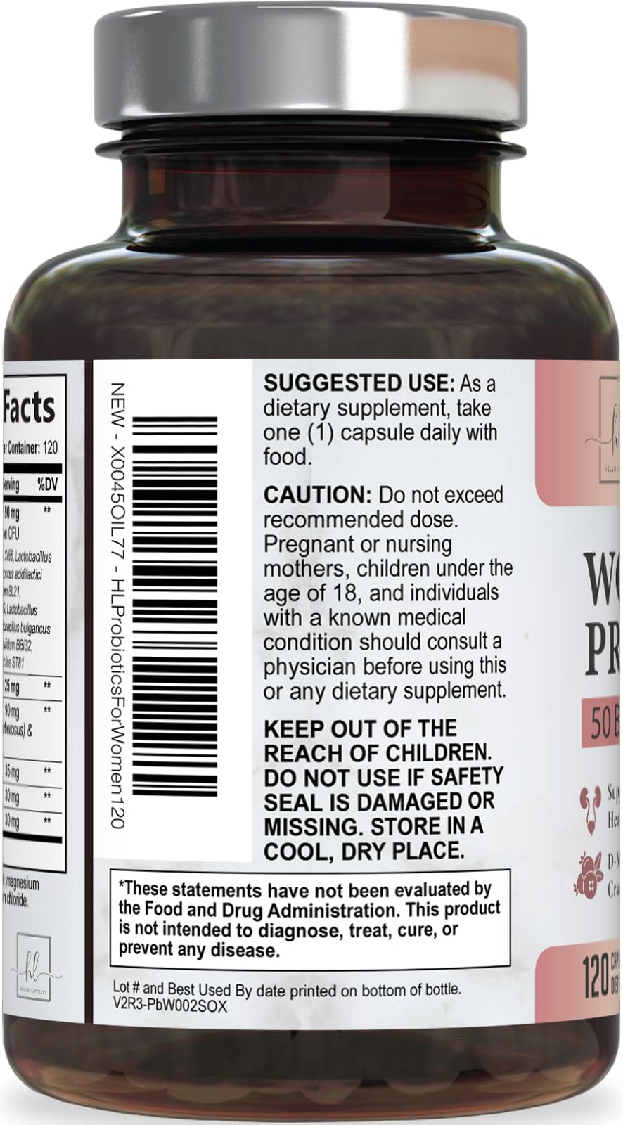 Probiotics for Women with Prebiotics - Womens Probiotic for Digestive, Vaginal, Urinary & Immune Health Support, 90 Billion CFU & 16 Diverse Strains, Cranberry & D-Mannose, Non-GMO - 120 Count