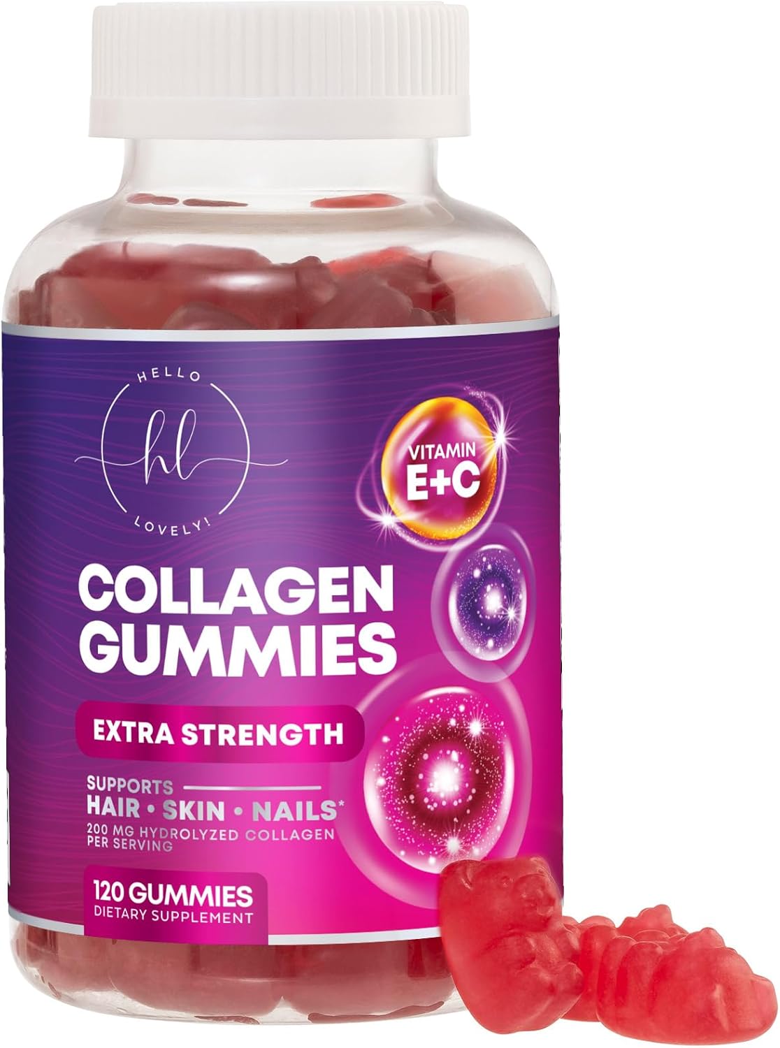Collagen Gummies - Collagen Peptides Gummies with Biotin Supplement - Healthy Hair, Skin & Nails Support, Gummy Vitamins Hydrolyzed Collagen Vitamin for Women & Men Supplements, Non-GMO - 120 Count