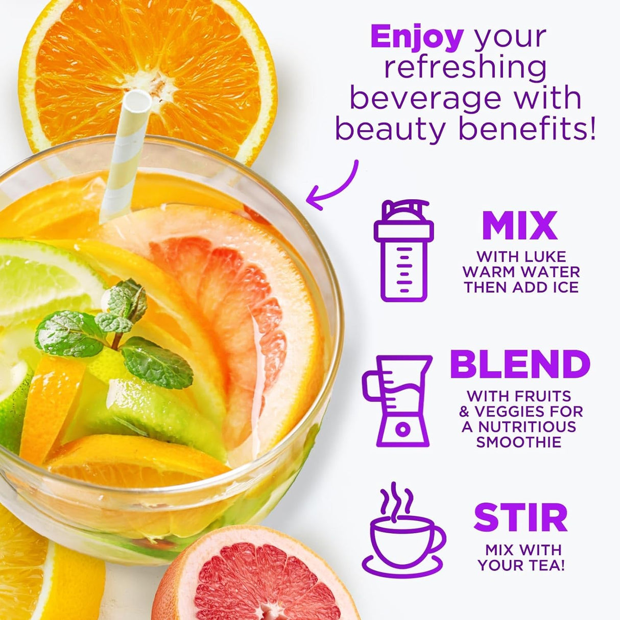 Collagen Peptides Powder - Hair, Skin, Nail & Joint Support, Type I & III Grass Fed Hydrolyzed Collagen Protein, Keto Friendly, Non GMO with Vitamin C, Biotin & Hyaluronic Acid