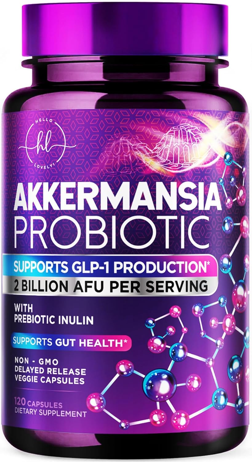 Akkermansia Probiotic Supplement with Prebiotic Inulin Fiber - 2 Billion AFU to Support GLP-1 Production, Digestive Health, Immune Support - Akkermansia Muciniphila Good Gut Health - 120 Count